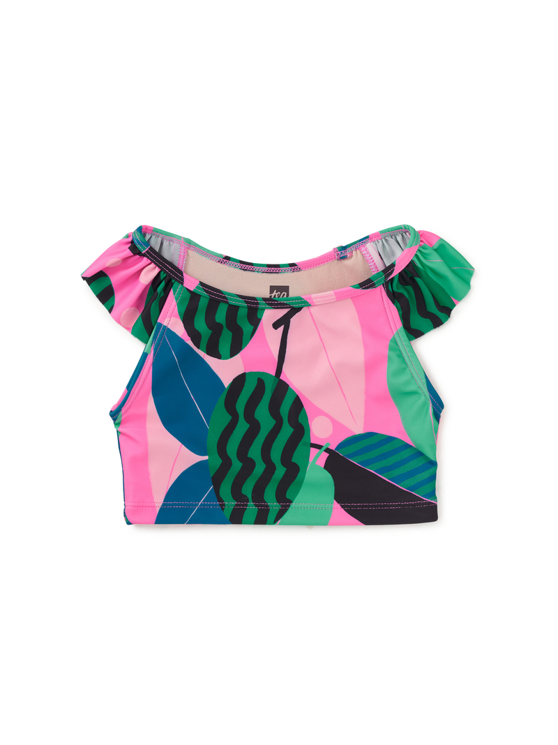 Ruffle Sleeve Tankini Swim Top in Bossa Nova Foliage - View 1