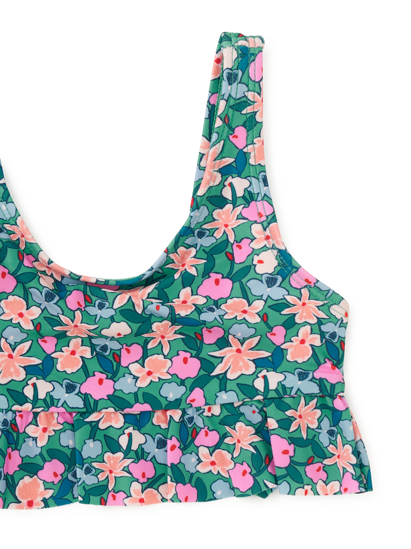 Ruffle Tankini Swim Top in Orchid Ditsy - View 2