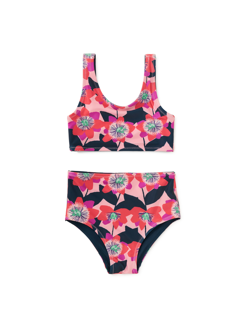 Reversible Swimsuit Set in Block Print Passion Flower - View 1