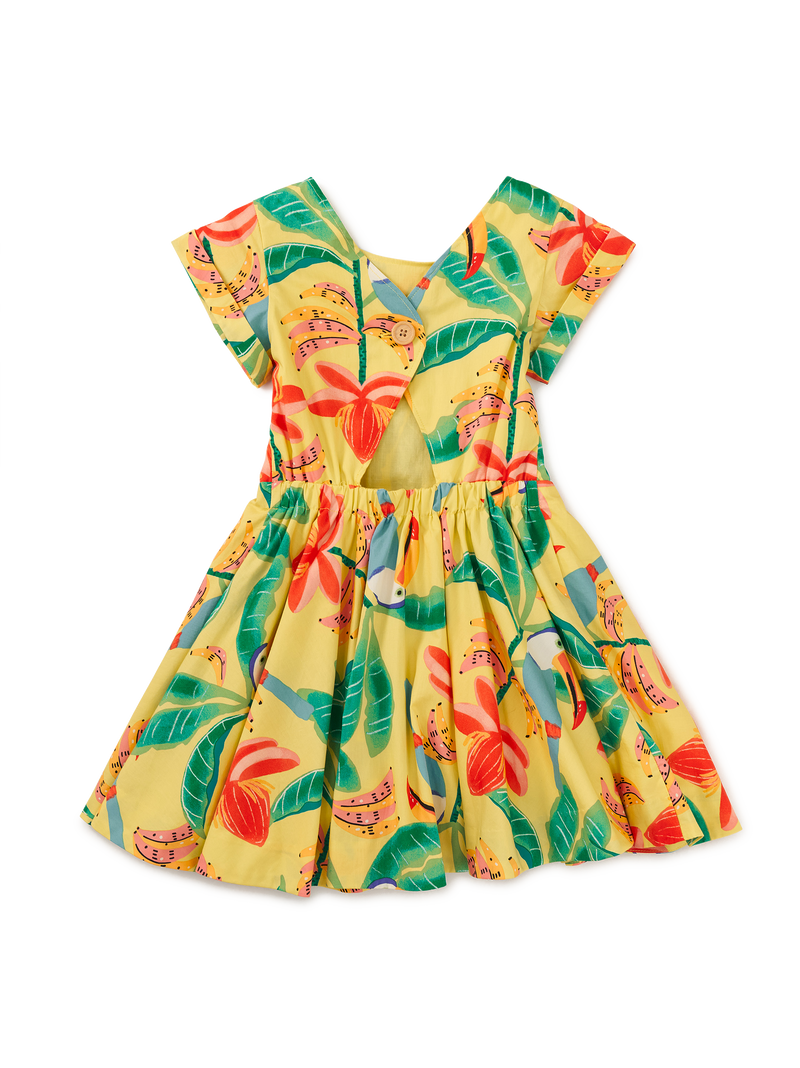 Button Back Skirted Dress in Toucan Banana Tree - View 2