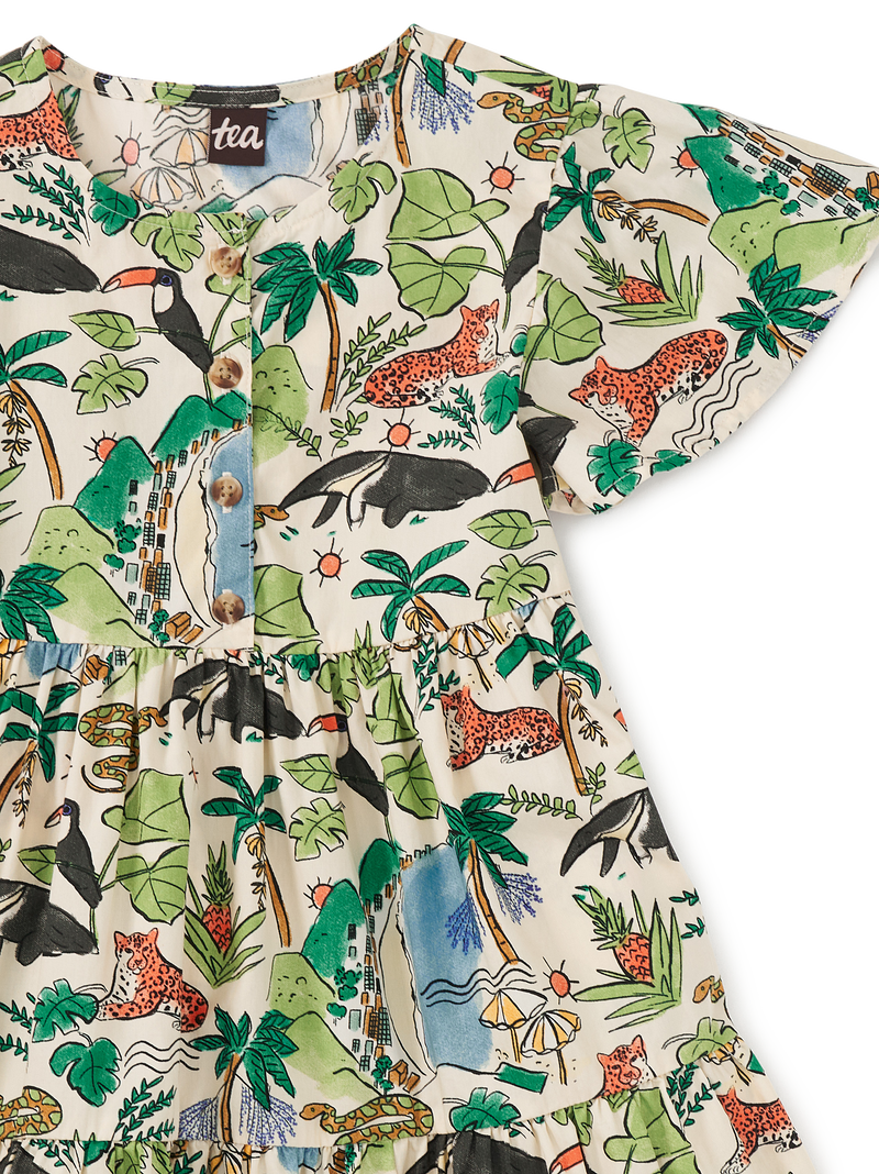 Tiered Woven Dress in Rio Animal Scenic - View 2