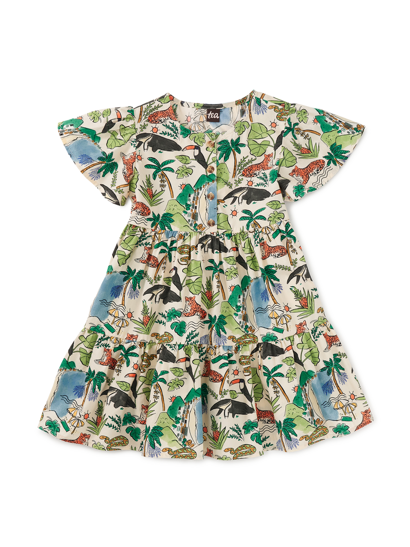 Tiered Woven Dress in Rio Animal Scenic - View 1
