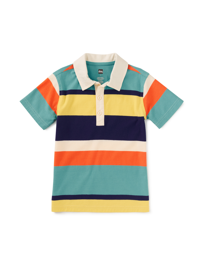Striped Polo Top in Patina - View 1