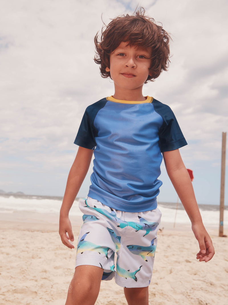 Mid-Length Swim Trunks in Painted Sharks - View 2