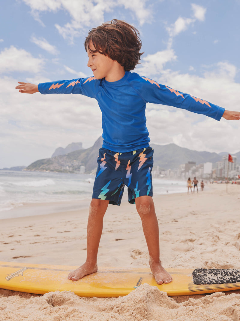 Mid-Length Swim Trunks in Rainbow Lightning Bolt - View 2