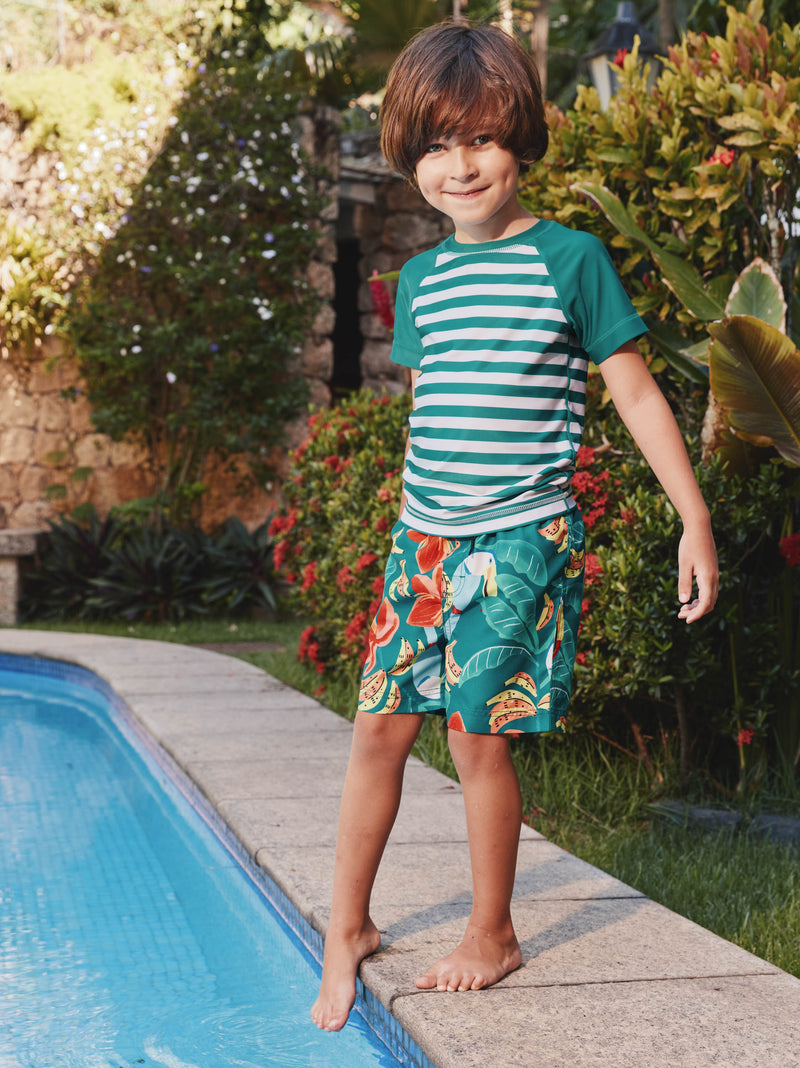 Mid-Length Swim Trunks in Toucan Banana Tree - View 2