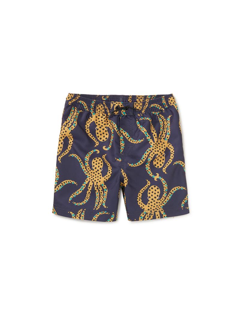 Mid-Length Swim Trunks in Jaguar Spotted Octopus - View 1
