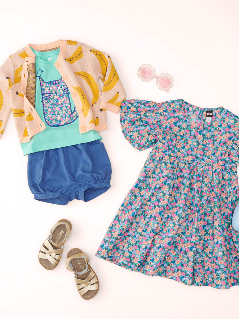 Bubble Pocket Baby Shorts in Cobalt - View 2