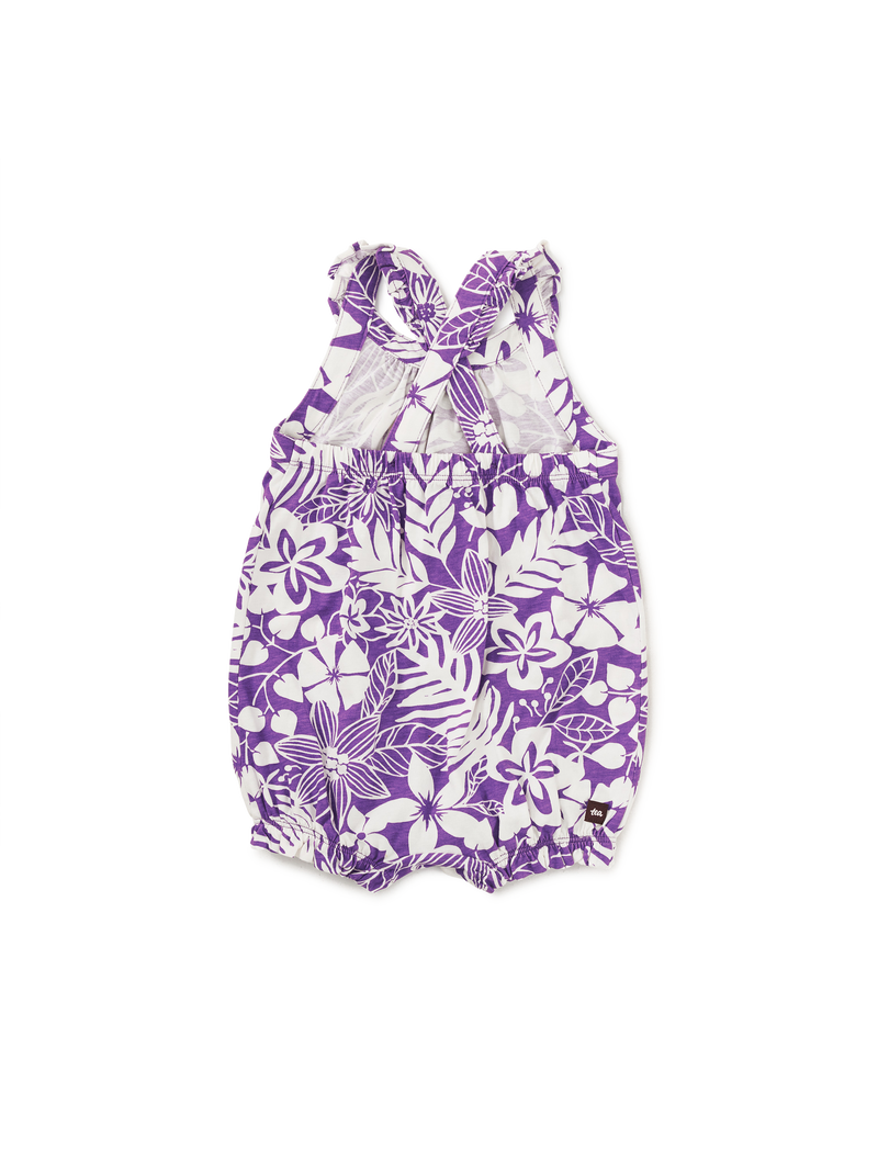 Cross-Back Baby Romper in Tropical Foliage - View 2