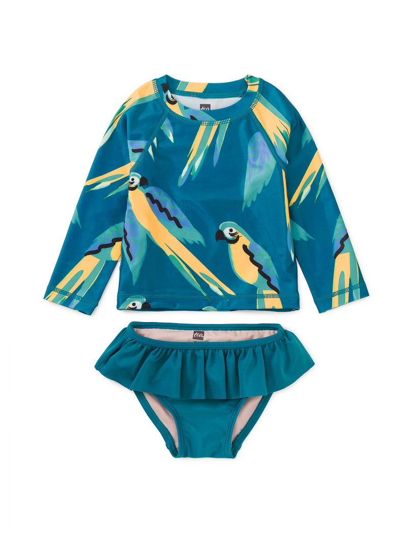 Rash Guard Baby Swim Set in Blue And Yellow Macaws - View 1