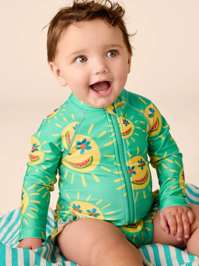 Rash Guard Baby Swimsuit in Smiley Sun - View 2