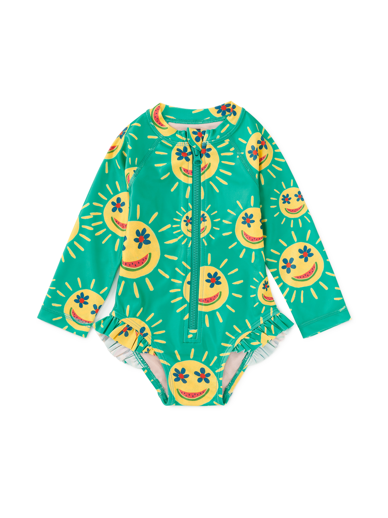Rash Guard Baby Swimsuit in Smiley Sun - View 1
