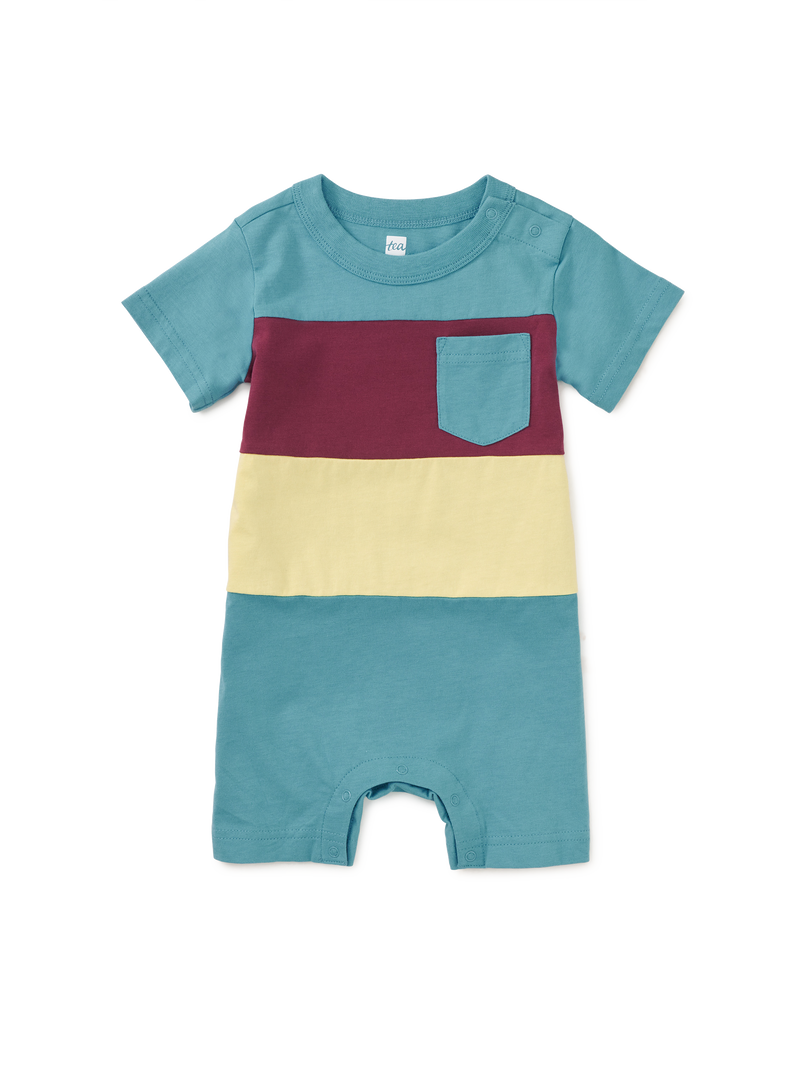 Colorblock Baby Romper in Seashore - View 1