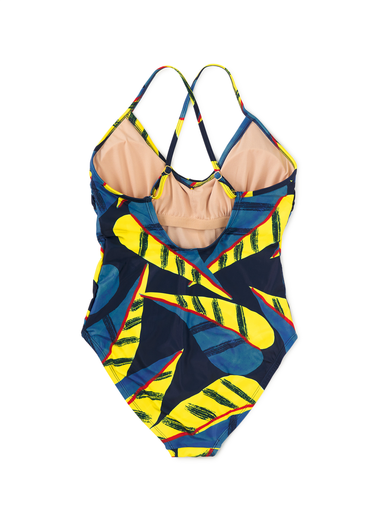 Adult One-Piece Swimsuit in Oversized Tropical Leaf - View 2