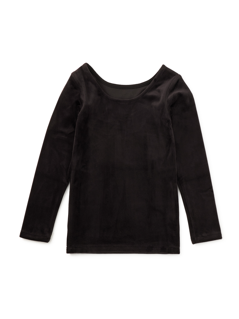 Velour Long Sleeve Slim Fit To in Jet Black - View 2