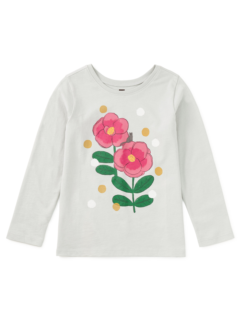 Golden Flowers Graphic Tee in Pearl Blue - View 1