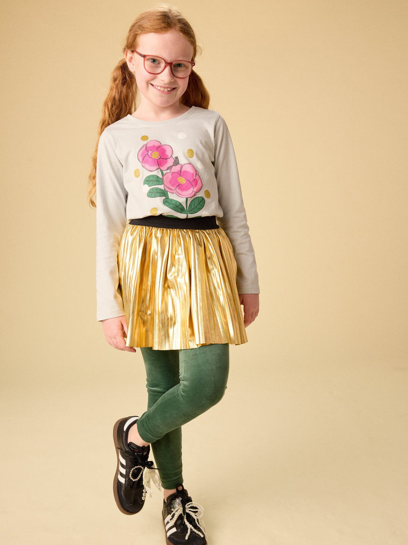Golden Flowers Graphic Tee in Pearl Blue - View 2