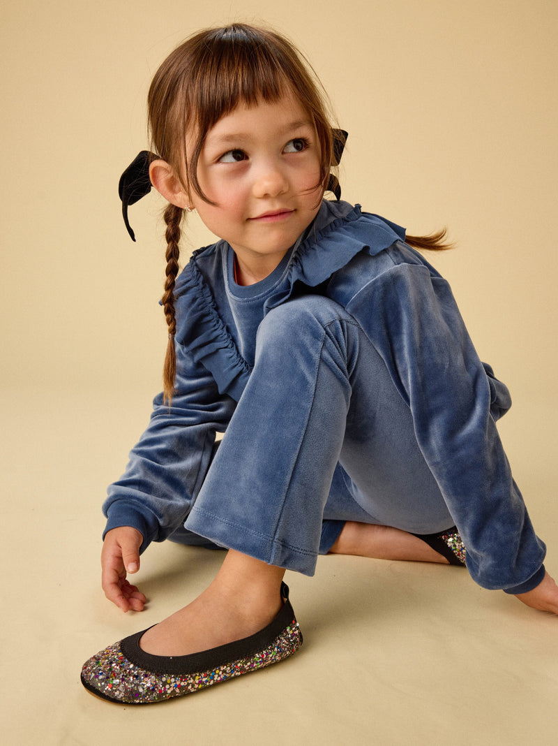 Very Velour Flare Pants in Naval Blue - View 2