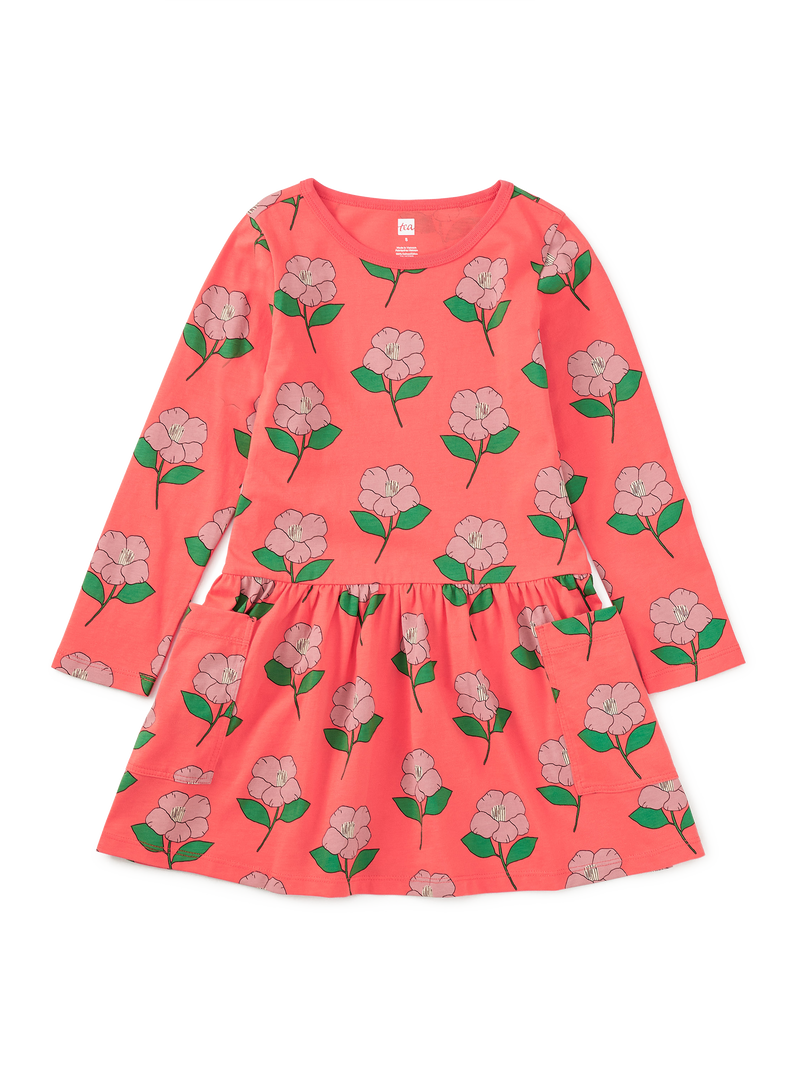 Long Sleeve Pocket Dress in Winter Camellia - View 1