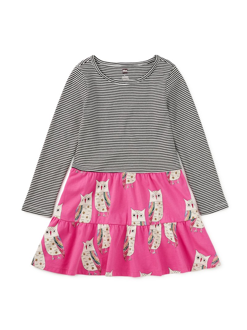 Tiered Skirted Twirl Dress in Rainbow Eagle Owl - View 1