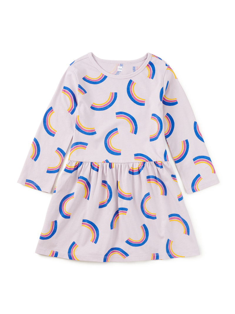 Long Sleeve Skirted Dress in Simple Rainbow - View 1
