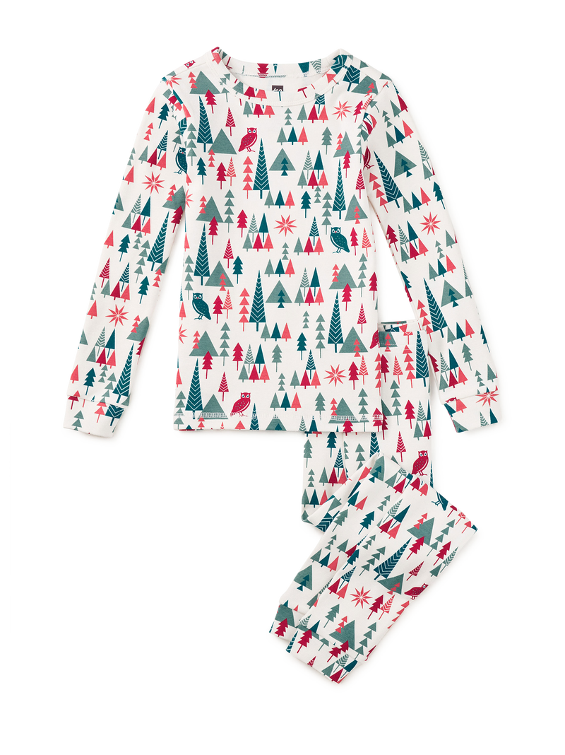 Goodnight Pajama Set in Holiday Woodland Scene - View 1