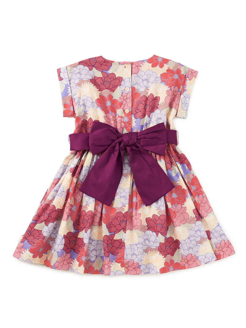 Organdy Sash Dress in Peonies And Chrysanthemums - View 2