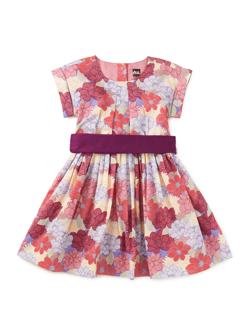 Organdy Sash Dress in Peonies And Chrysanthemums - View 1
