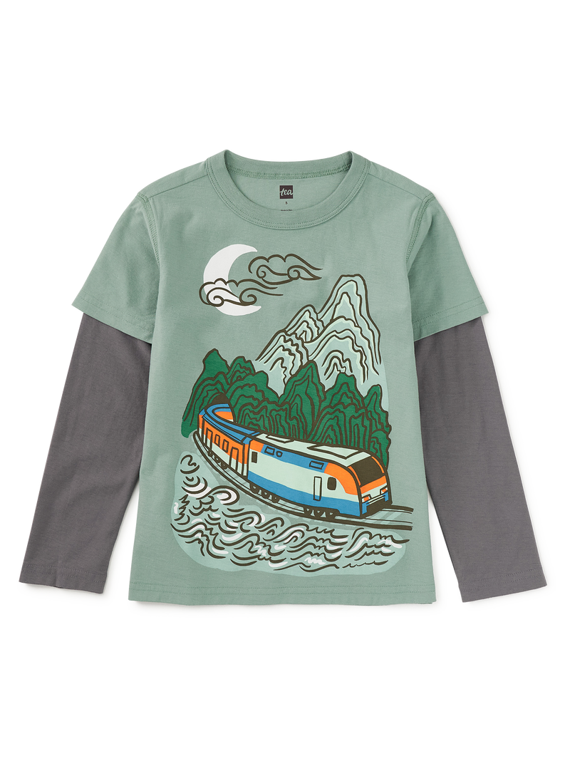 Korean Train Layered Tee in Sea - View 1