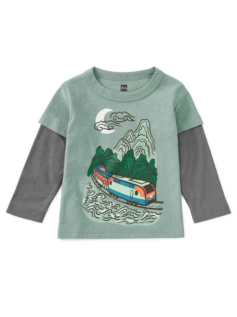 Korean Train Layered Tee in Sea - View 2