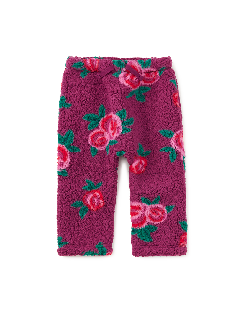 Teddy Fleece Baby Pants in Painted Rose - View 1