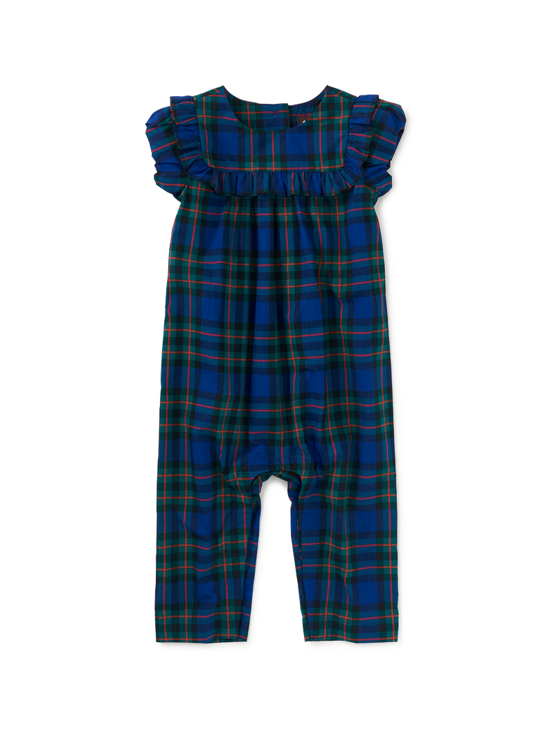 Plaid Ruffle Baby Romper in Busan Holiday Plaid - View 1