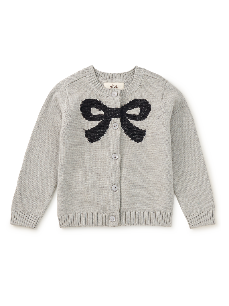 Bow Cardigan in Med Heather Grey - View 1