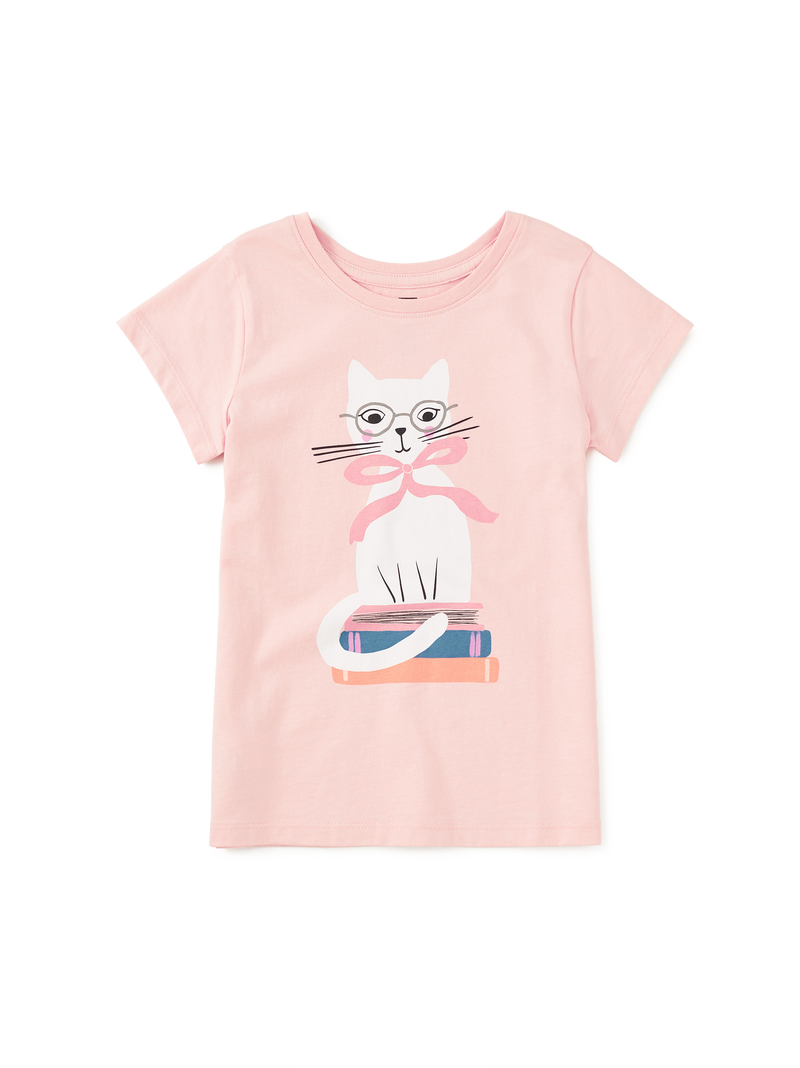 Book Cat Graphic Tee in Apple Blossom - View 1