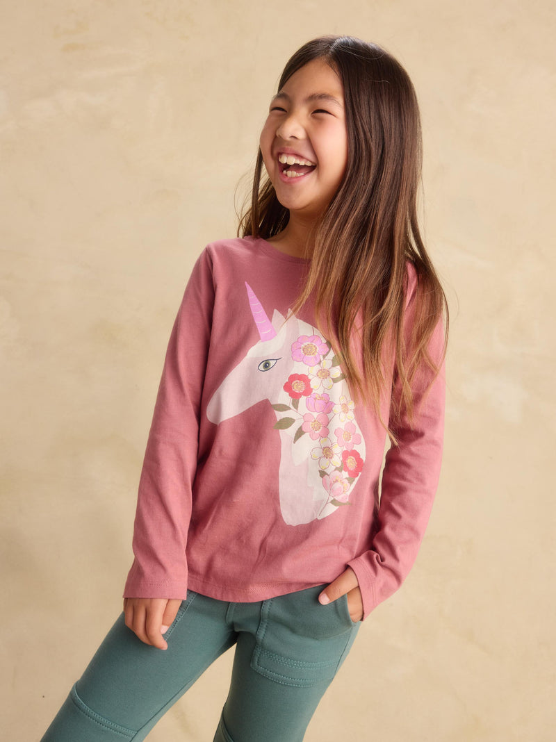 Floral Unicorn Graphic Tee in Orchid Mauve - View 2