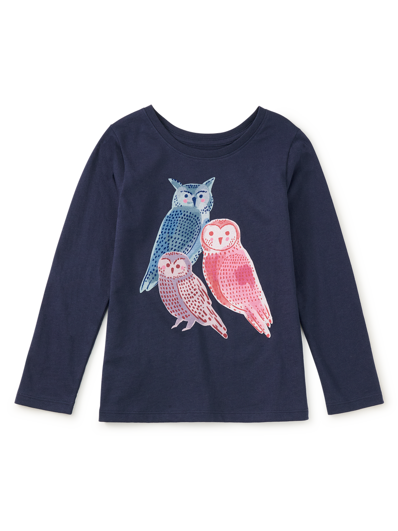 Woodland Owls Graphic Tee in Indigo - View 1