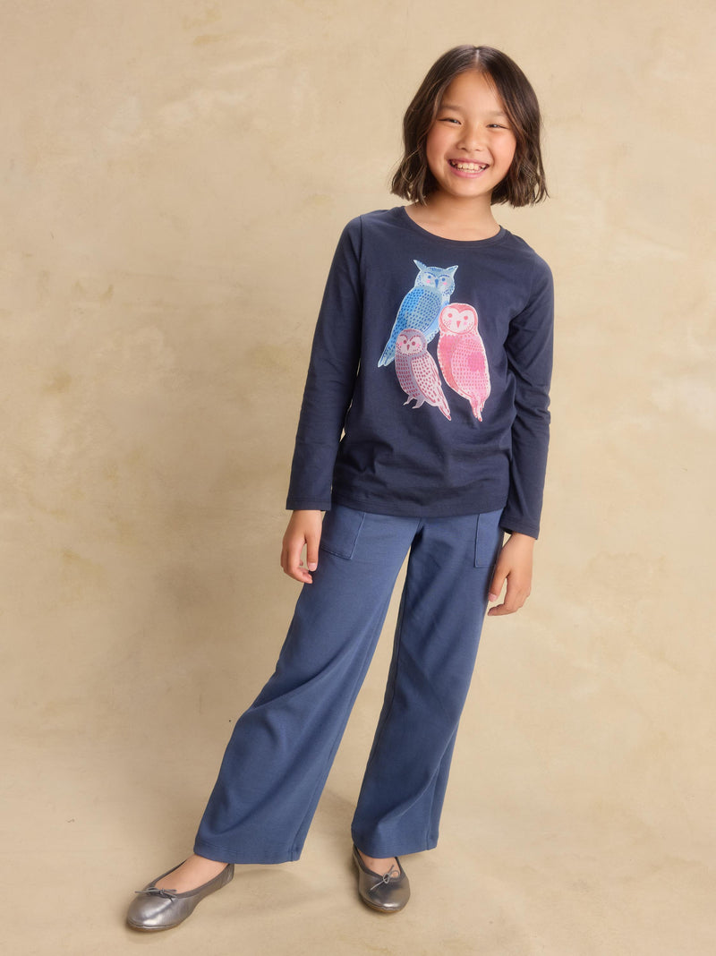 Woodland Owls Graphic Tee in Indigo - View 2