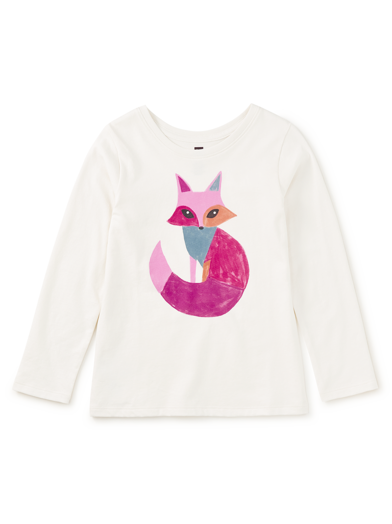 Colorblock Fox Graphic Tee in Chalk - View 1