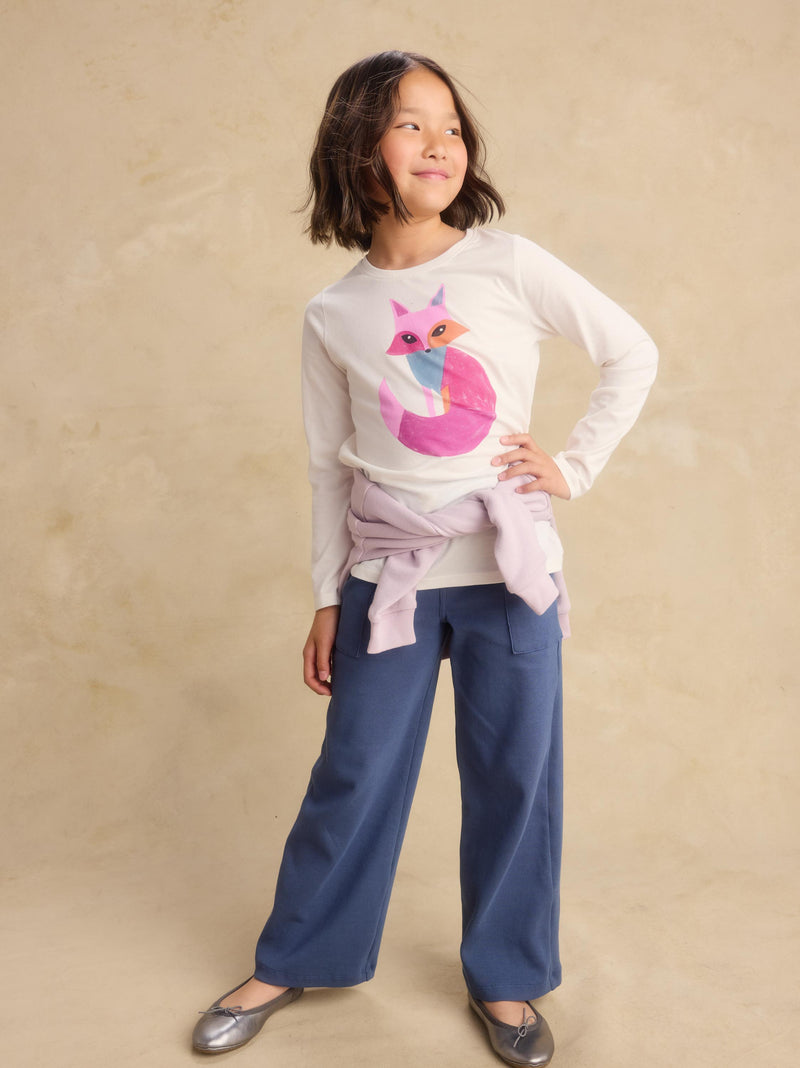 Colorblock Fox Graphic Tee in Chalk - View 2
