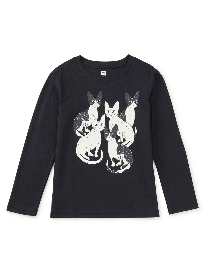Glowing Cats Double-Sided Tee in Jet Black - View 1
