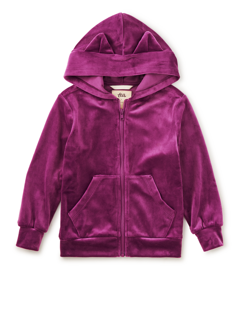 Cat Ears Velour Hoodie in Cosmic Berry - View 1