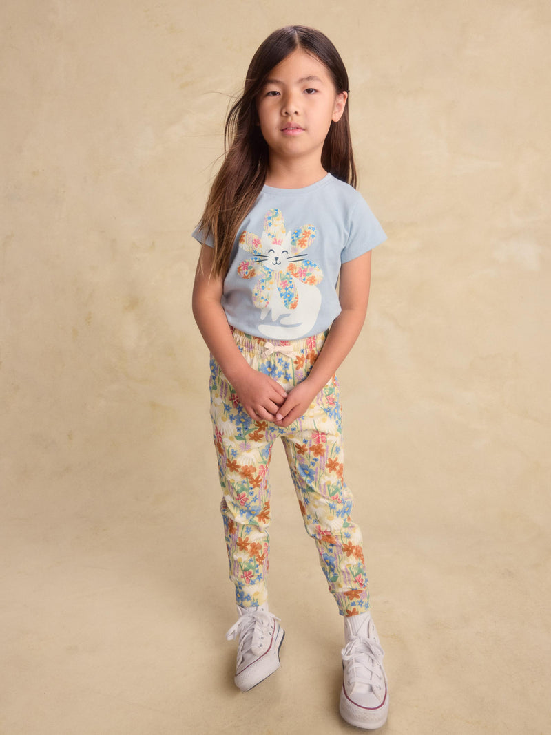 Printed Everyday Joggers in Watercolor Wildflowers - View 2