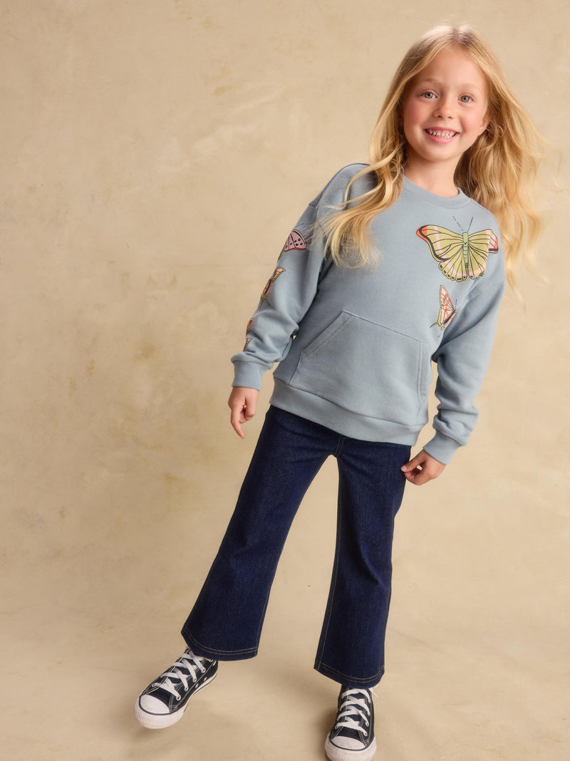 Denim-Like Flare Pants in Dark Wash - View 2