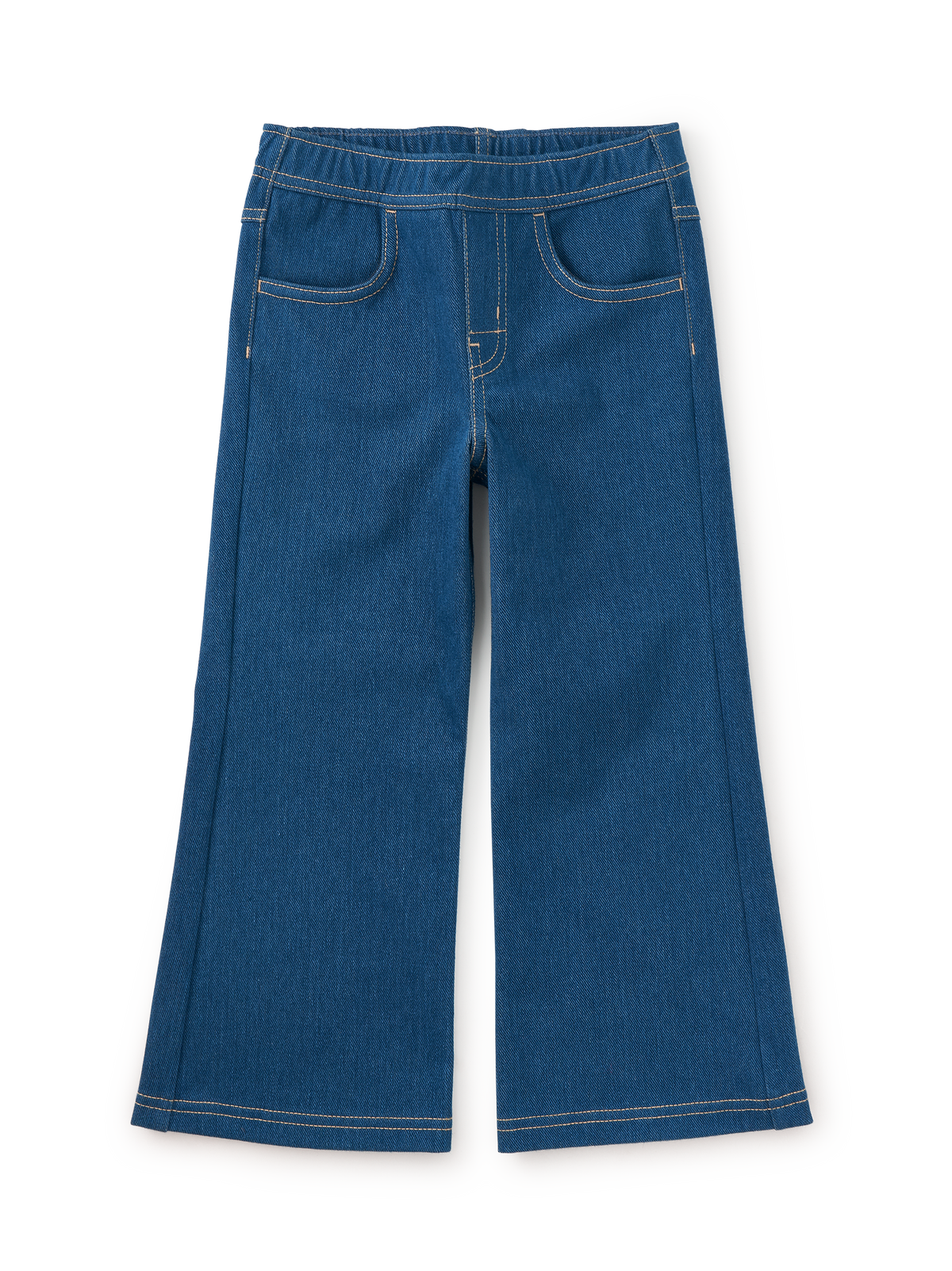 Girl Medium Wash Denim-Like Flare Pants | Tea Collection