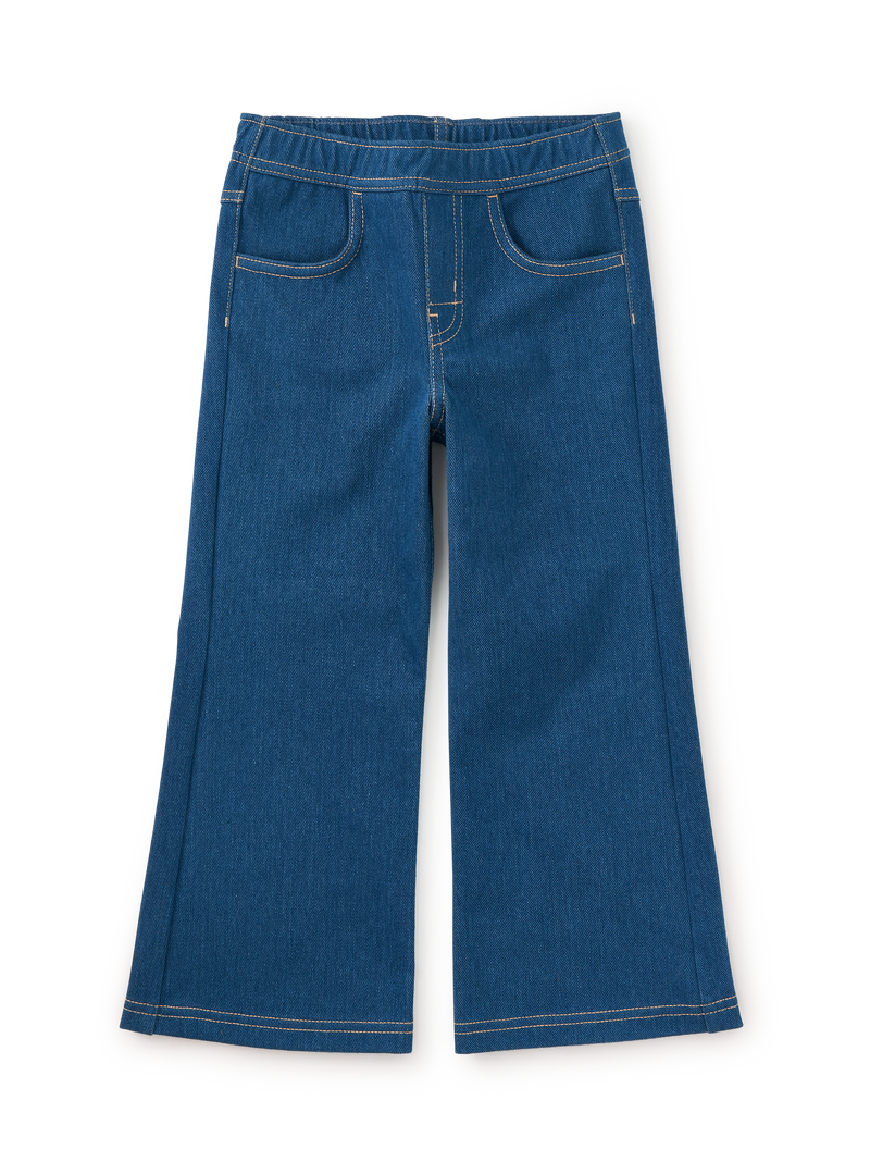 Denim-Like Flare Pants in Medium Wash - View 1