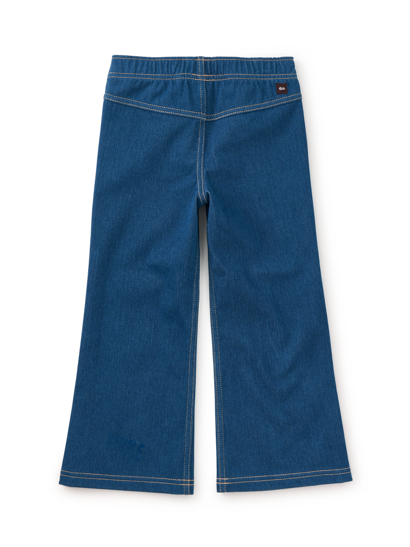 Denim-Like Flare Pants in Medium Wash - View 2
