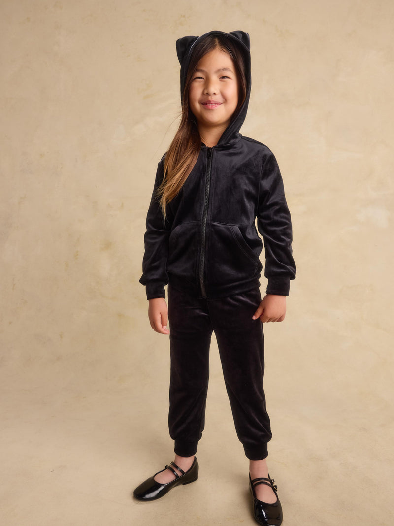 Easy Fit Very Velour Joggers in Jet Black - View 2