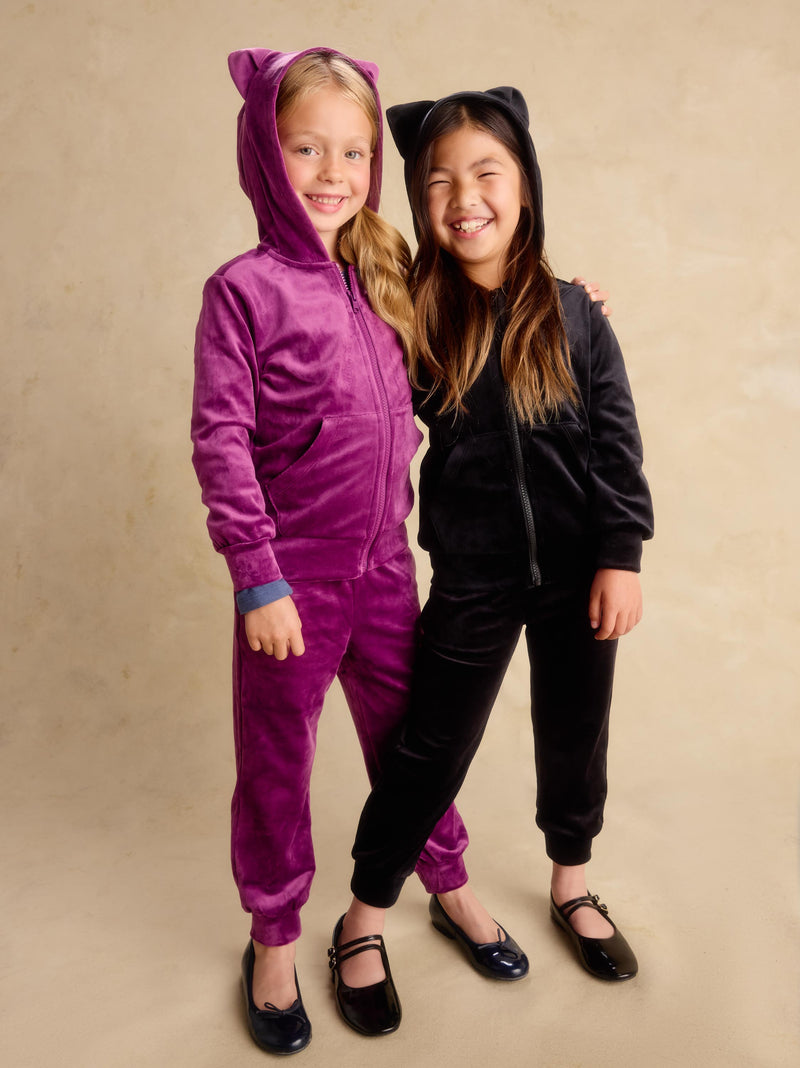 Easy Fit Very Velour Joggers in Cosmic Berry - View 2