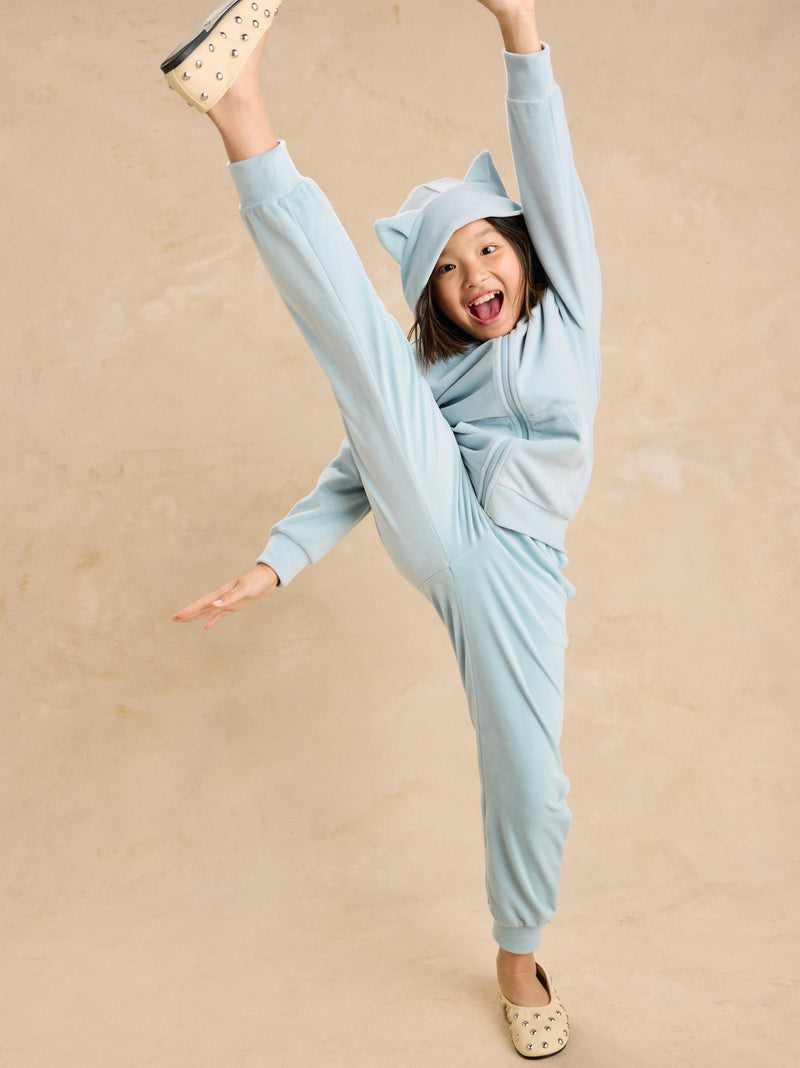 Easy Fit Very Velour Joggers in Blue Fog - View 2