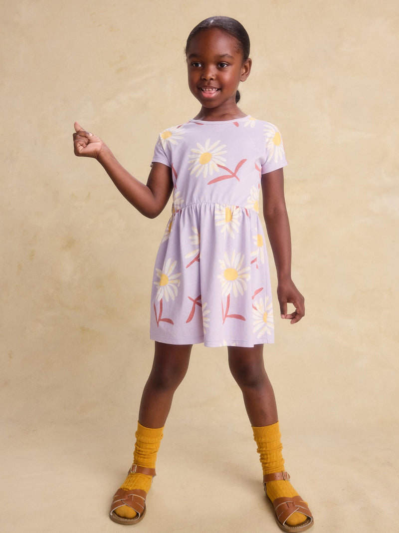 Short Sleeve Twirl Dress in Market Daisy - View 2